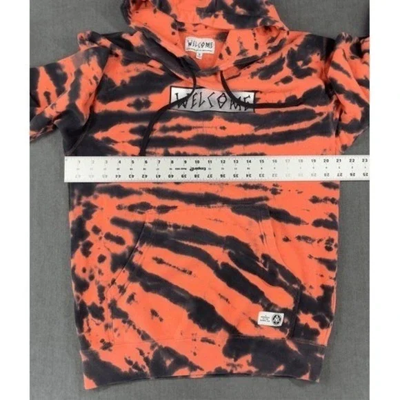 Welcome Skateboards Red Black Tie Dye Hoodie Men S 90s Skater Streetwear Style - Picture 7 of 9